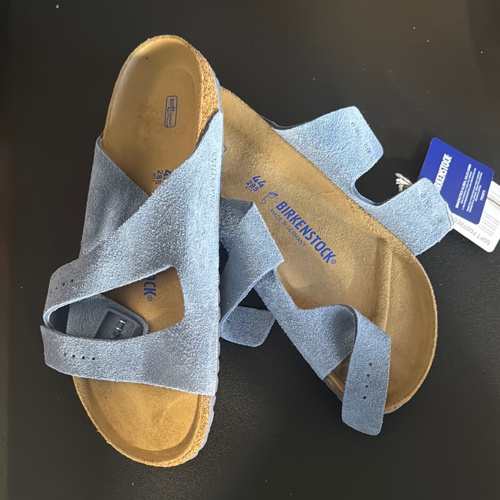 Birkenstock Light Blue Suede Cross-Strap Sandals